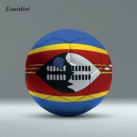 3d realistic soccer ball iwith flag of Eswatini on studio background vector