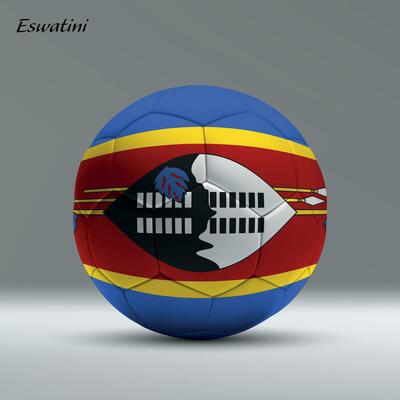 3d realistic soccer ball iwith flag of Eswatini on studio background