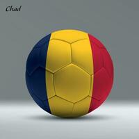 3d realista fútbol pelota yo con bandera de Chad en estudio antecedentes vector