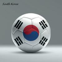 3d realistic soccer ball iwith flag of South Korea on studio background vector