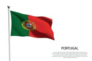 National flag Portugal waving on white background vector