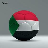 3d realistic soccer ball iwith flag of Sudan on studio background vector