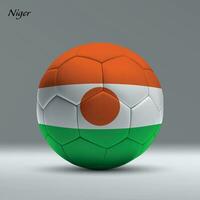 3d realistic soccer ball iwith flag of Niger on studio background vector