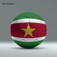 3d realistic soccer ball iwith flag of Suriname on studio background vector