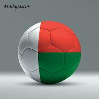 3d realistic soccer ball iwith flag of Madagascar on studio background vector