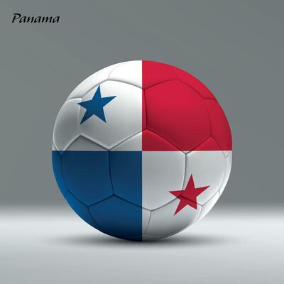 3d realistic soccer ball iwith flag of Panama on studio background