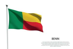 nacional bandera benin ondulación en blanco antecedentes vector