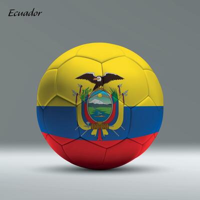 3d realistic soccer ball iwith flag of Ecuador on studio background
