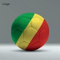 3d realistic soccer ball iwith flag of Congo on studio background vector