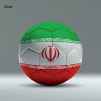 3d realistic soccer ball iwith flag of Iran on studio background vector