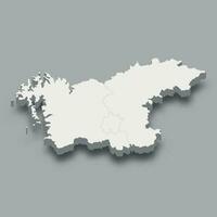 3d isometric map Hoseo Region of Korea vector