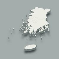 3d isometric map Honam Region of Korea vector