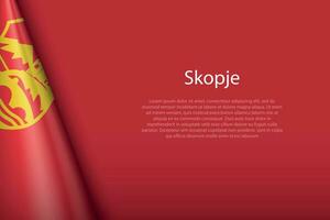 3d flag of Skopje, is a city of North Macedonia vector