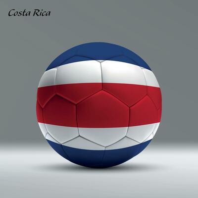 3d realistic soccer ball iwith flag of Costa Rica on studio background