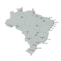 Map of Brazil with capitals of states vector