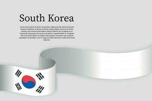 Ribbon flag of South Korea. Celebration background vector