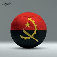 3d realista fútbol pelota yo con bandera de angola en estudio antecedentes vector