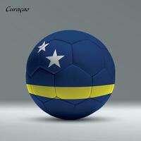 3d realistic soccer ball iwith flag of Curacao on studio background vector