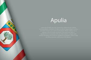 flag Apulia, region of Italy, isolated on background with copyspace vector