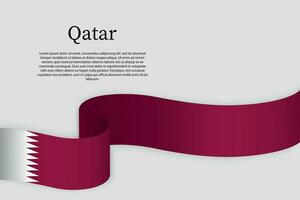 Ribbon flag of Qatar. Celebration background vector