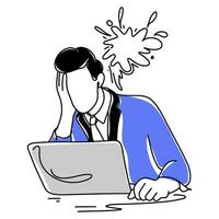 Young man feeling stressed at work A stress concept artwork features a person with the word Oh No enclosed in a thought bubble vector