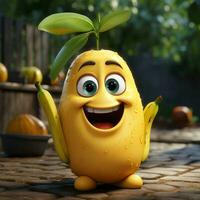 AI generated 3d realistic cartoon cute banana fruit photo