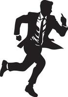 Business man run vector silhouette