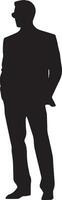Business man standing pose vector silhouette, black color silhouette