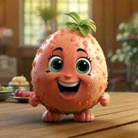 ai generado 3d realista dibujos animados linda sandía Fruta foto