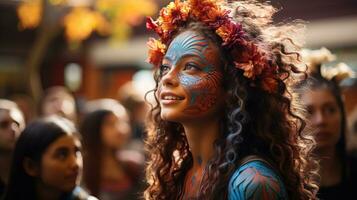 ai generado un bullicioso calle Arte festival. generativo ai foto