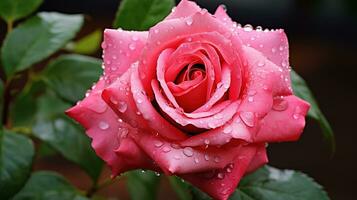 ai generado floreciente rosado Rosa con suavemente curvo, delicado pétalos generativo ai foto
