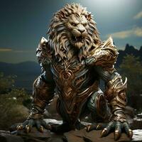 AI generated 3d super hero lion photo