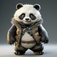 ai generado 3d súper héroe panda foto