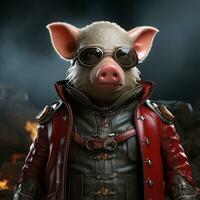 AI generated 3d super hero pig photo