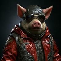 AI generated 3d super hero pig photo