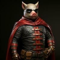 AI generated 3d super hero pig photo
