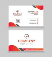 Modern business card template red black colors. Flat design vector abstract creative