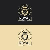 Royal King logo icon. Premium king animal head badge vector illustration.