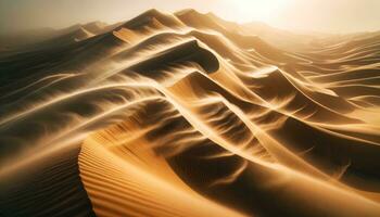 AI generated Image of sand dunes affected by desert winds. Generative AI photo