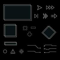 Metal elements and frames for games. Neon elements for games, frames and buttons. Vector illustration