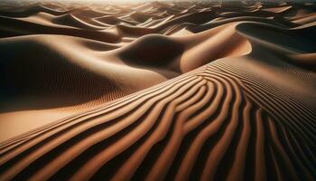 AI generated Image of sand dunes affected by desert winds. Generative AI photo