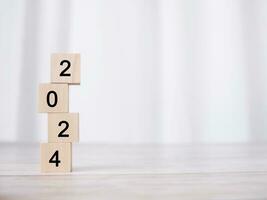 Happy new year 2024 with white background. The concept of Goal achievement , target, strategy and success in 2024 photo