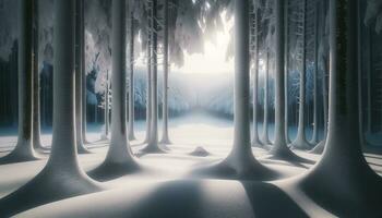 ai generado foto enfoque en un intacto invierno bosque. generativo ai