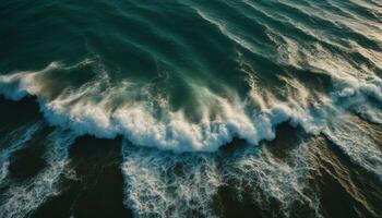 AI generated aerial view of waves in the middle of the sea. landscape nature background photo