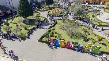 drone view of Clock and church of Zacatlan of the apples, Puebla photo