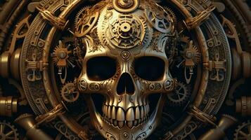 ai generado Steampunk cráneo, digital Arte ilustración, generativo ai foto