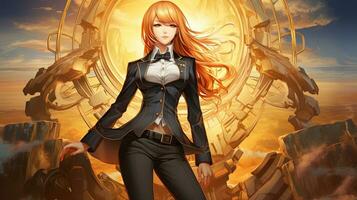 AI generated visionary success manager leader, digital art illustration, Generative AI photo