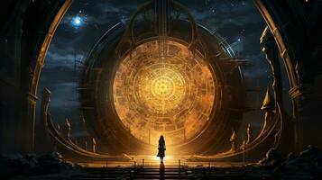 AI generated realm gate portal, digital art illustration, Generative AI photo