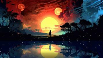 AI generated shadow elements, digital art illustration, Generative AI photo