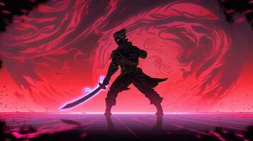 AI generated shadow blade, digital art illustration, Generative AI photo